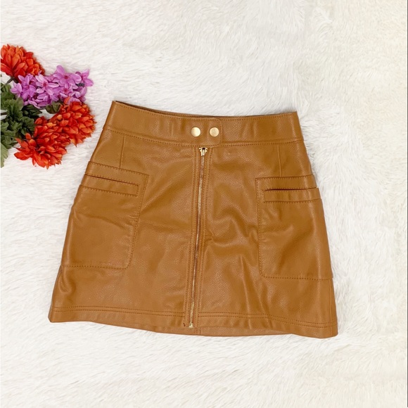 Free People Copper Vegan Leather Skirt Size 0 - Picture 4 of 9